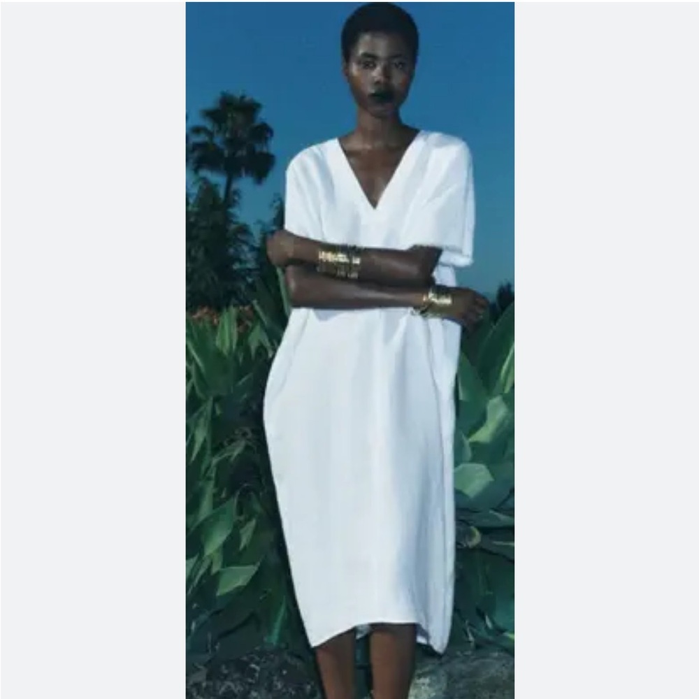 ZARA NWT LINEN BLEND TUNIC DRESS ZW COLLECTION - Picture 3 of 10